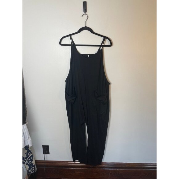 DEEP SELF Jumpsuit Overalls Romper Black Loose Casual Adjustable Harem Size L - Picture 4 of 7